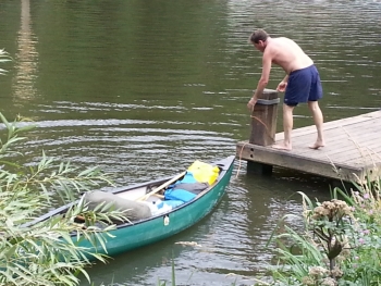 Canoeists doing it the hard way...
