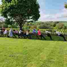 The "North Team" gibing it their all in the tug-o-war in May 23. They won the best out of 3!